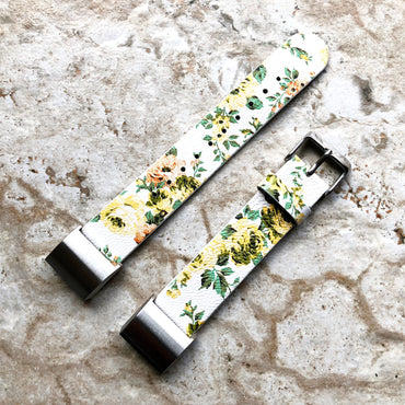 Fitbit Charge 2 FL-1-CH2 Soft Leather Band Strap Compatible with Fitness Tracker Replacement Wristband Bracelet and Adapters Quick Release