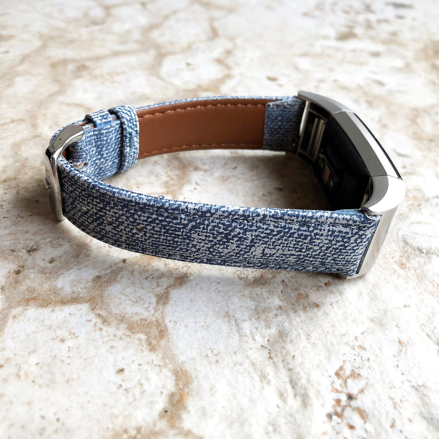 Fitbit Charge 6 5 4 3 JLB Soft Leather Jeans Band Strap for Fitness Tracker Replacement Wristband Bracelet Adapters Quick Release Connectors