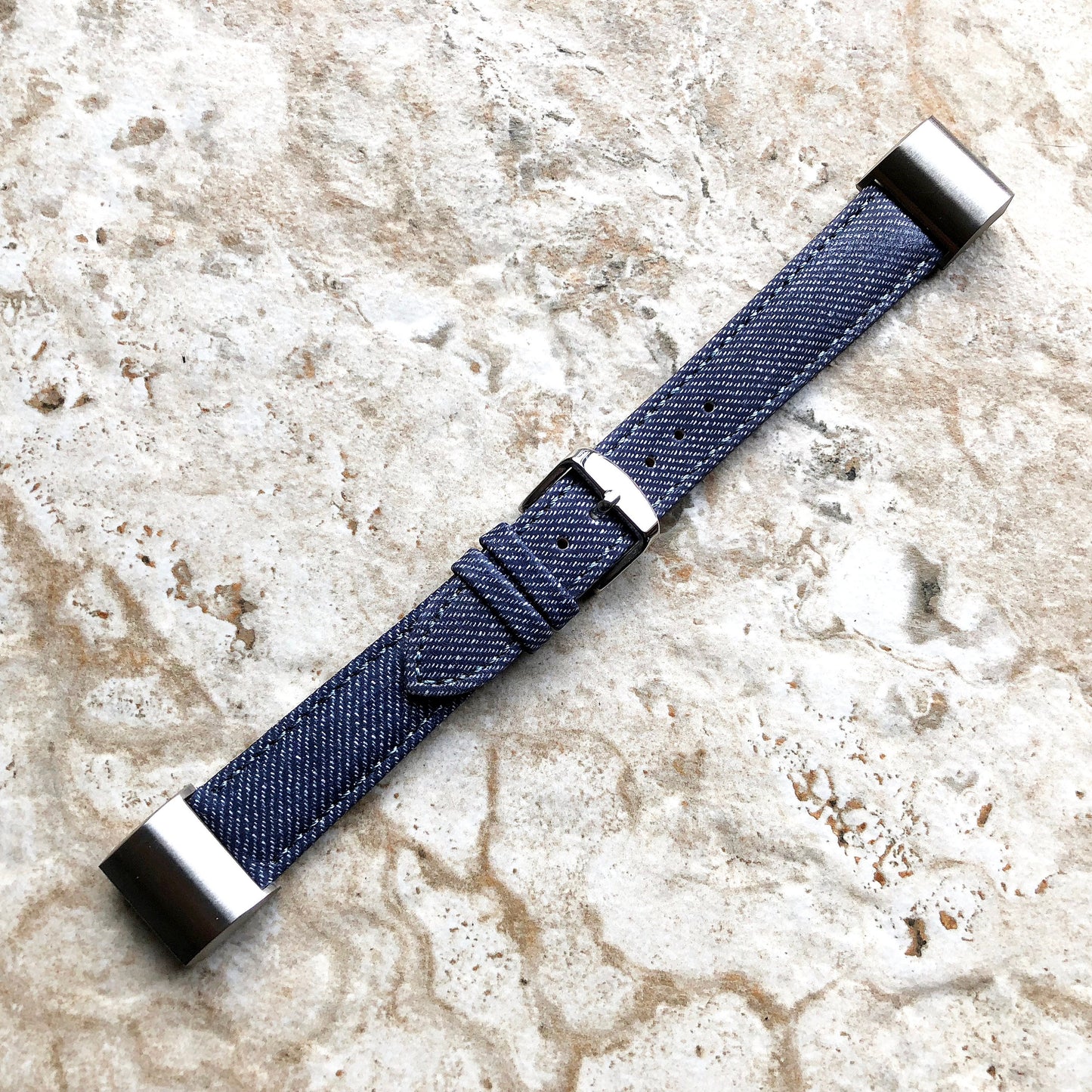 Fitbit Charge 2 JDB-CH2 Soft Leather Jeans Band Strap Compatible with Fitness Tracker Replacement Wristband Bracelet Adapters Quick Release