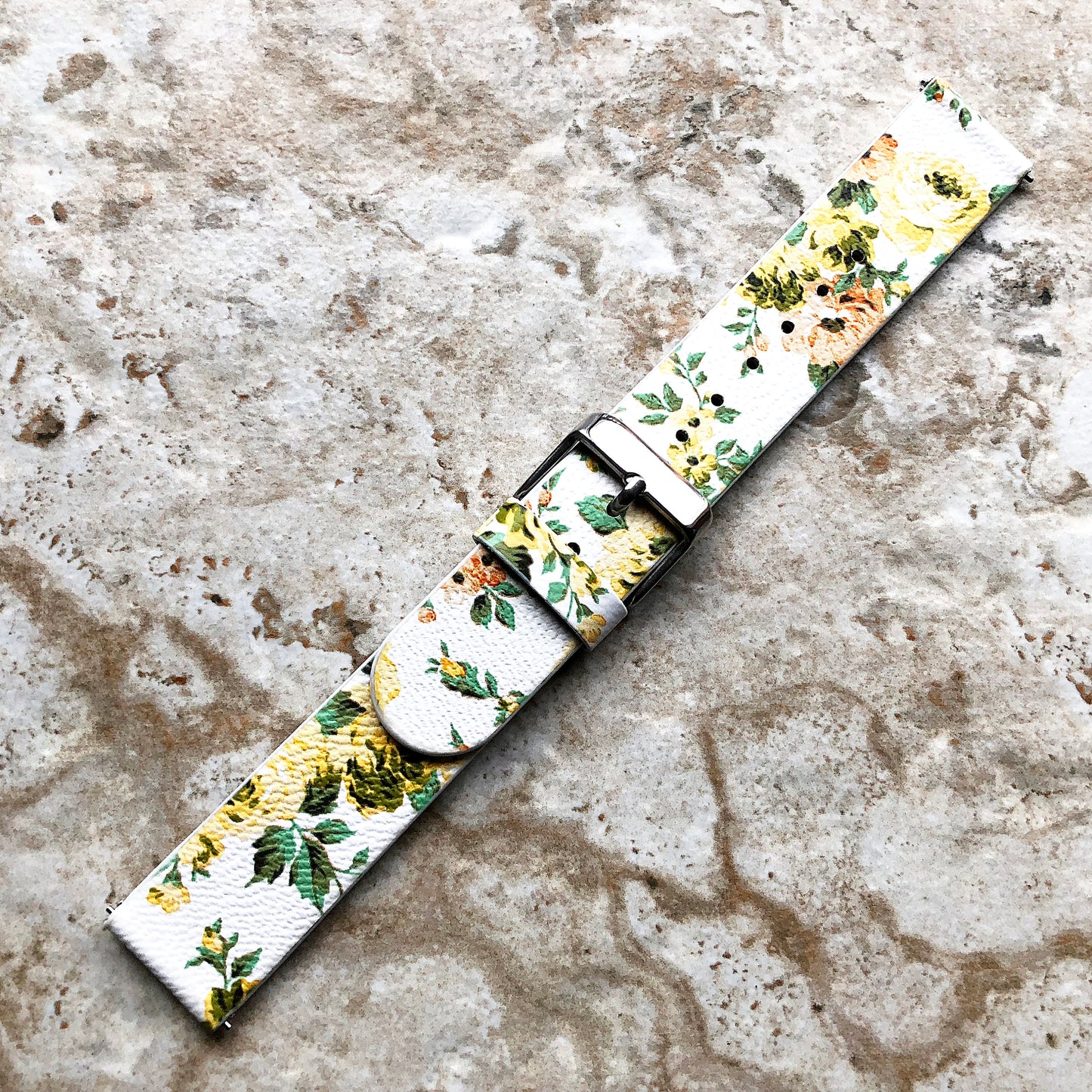 Yellow Floral FL-1 Band Compatible with Garmin Venu 3S 2S Smartwatch Soft Elegant Leather Strap Wristband Bracelet Quick Release Band -N18