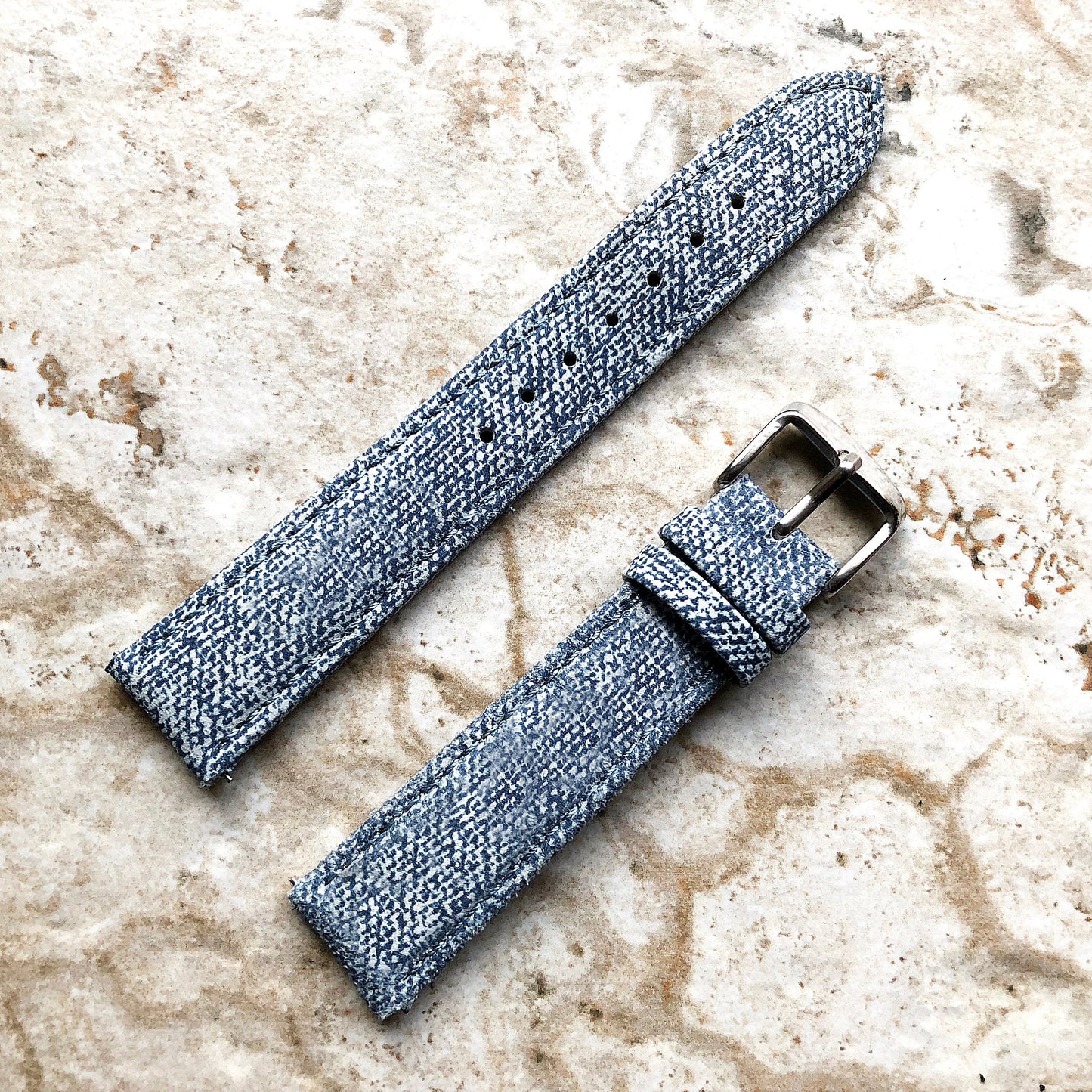 18mm Width Jeans JLB Soft Leather Watch Strap Band Stitched for Wrist Hand Watches - Quick Release Pins Included Easy and Ready to Attach
