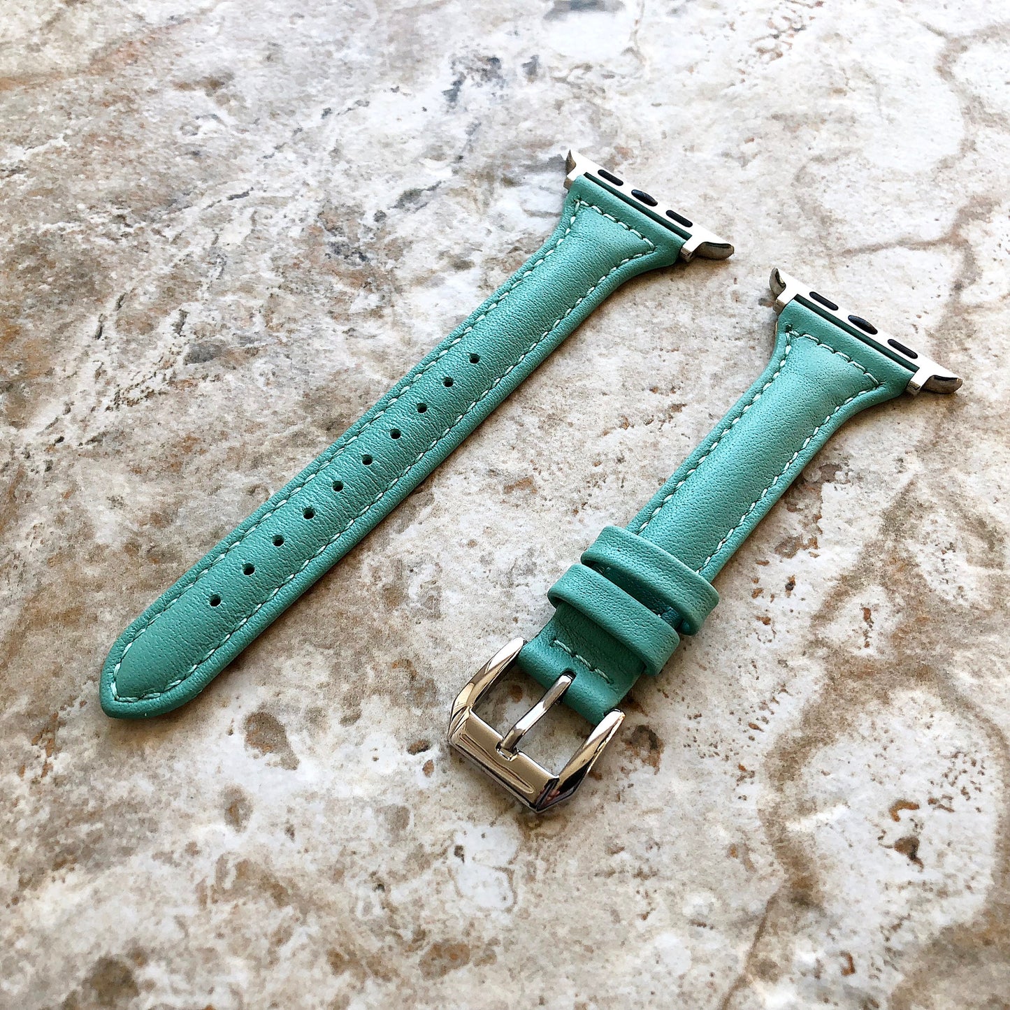 Apple Green Color Slim Elegant Soft Leather Band Strap Bracelet for iWatch All Series 38mm 40mm 41mm 42mm 44mm 45mm 49mm Case