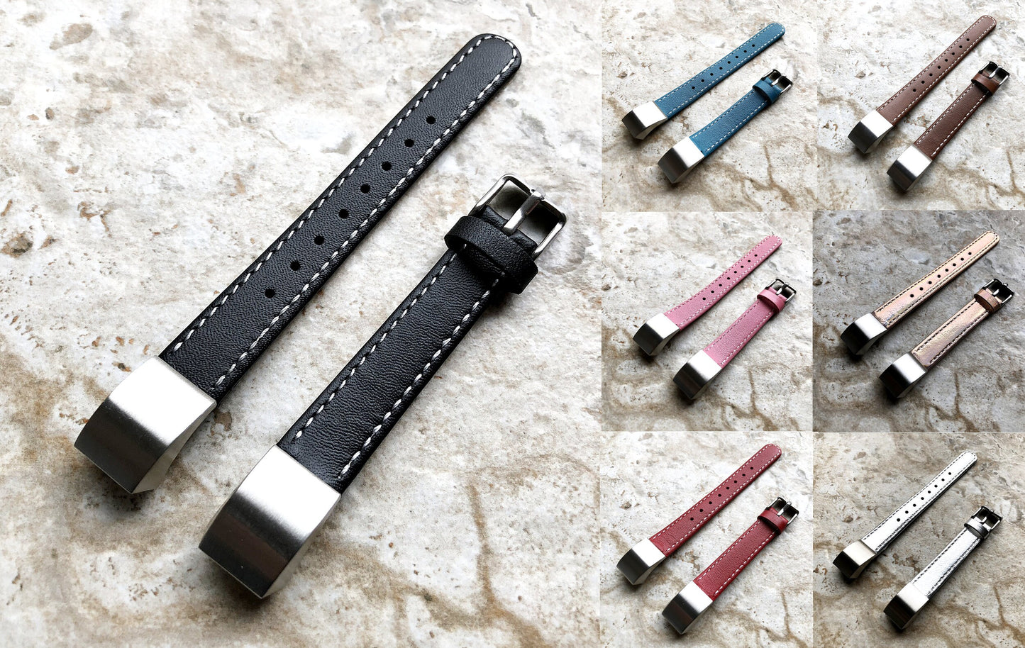 Fitbit Alta HR Black Stylish Unisex Soft Leather Band Strap with Stitching Details Quick Release Adapters Included Ready to Attach