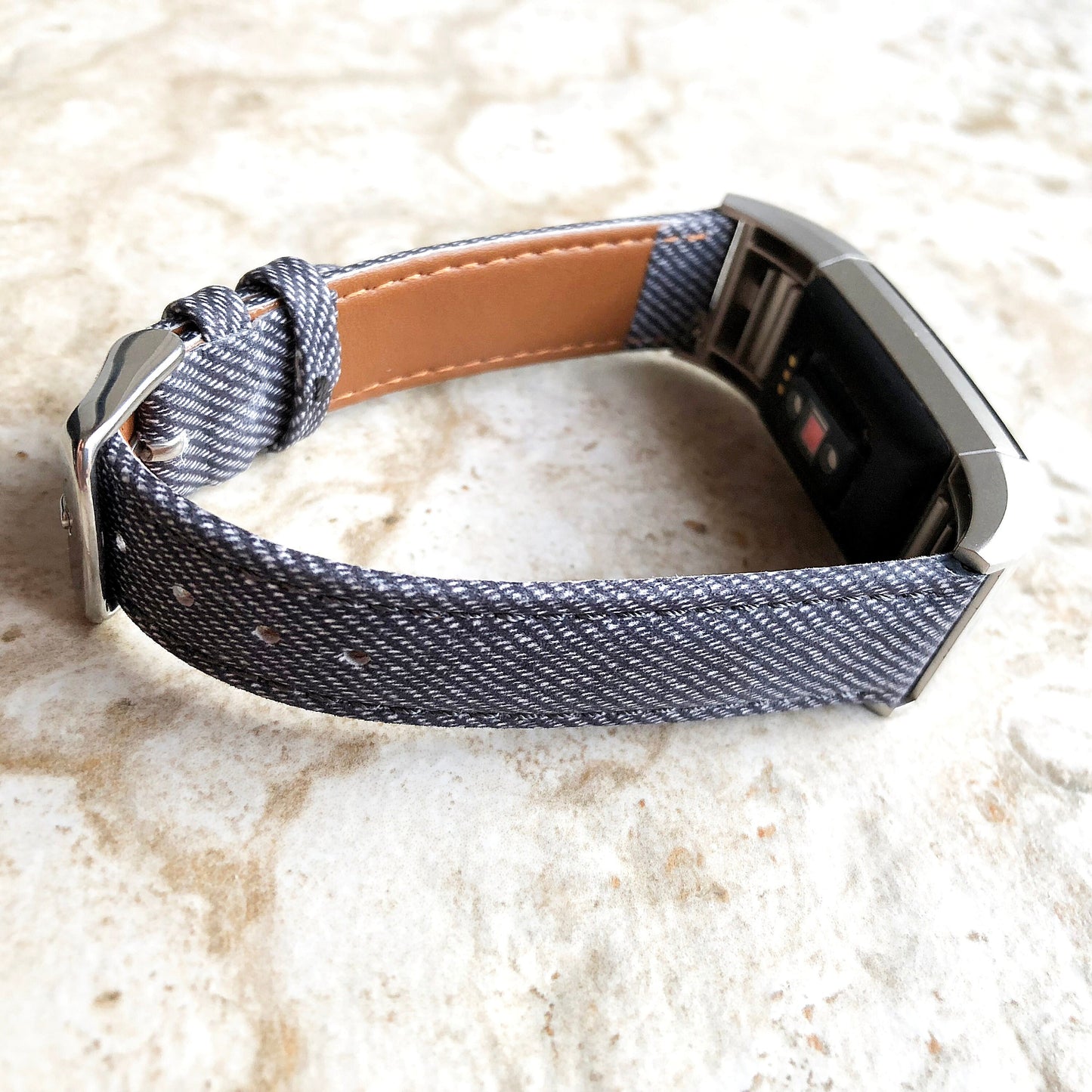 Fitbit Charge 6 5 4 3 JD-CH Soft Leather Jeans Band Strap for Fitness Tracker Replacement Wristband Bracelet with Adapters Quick Release