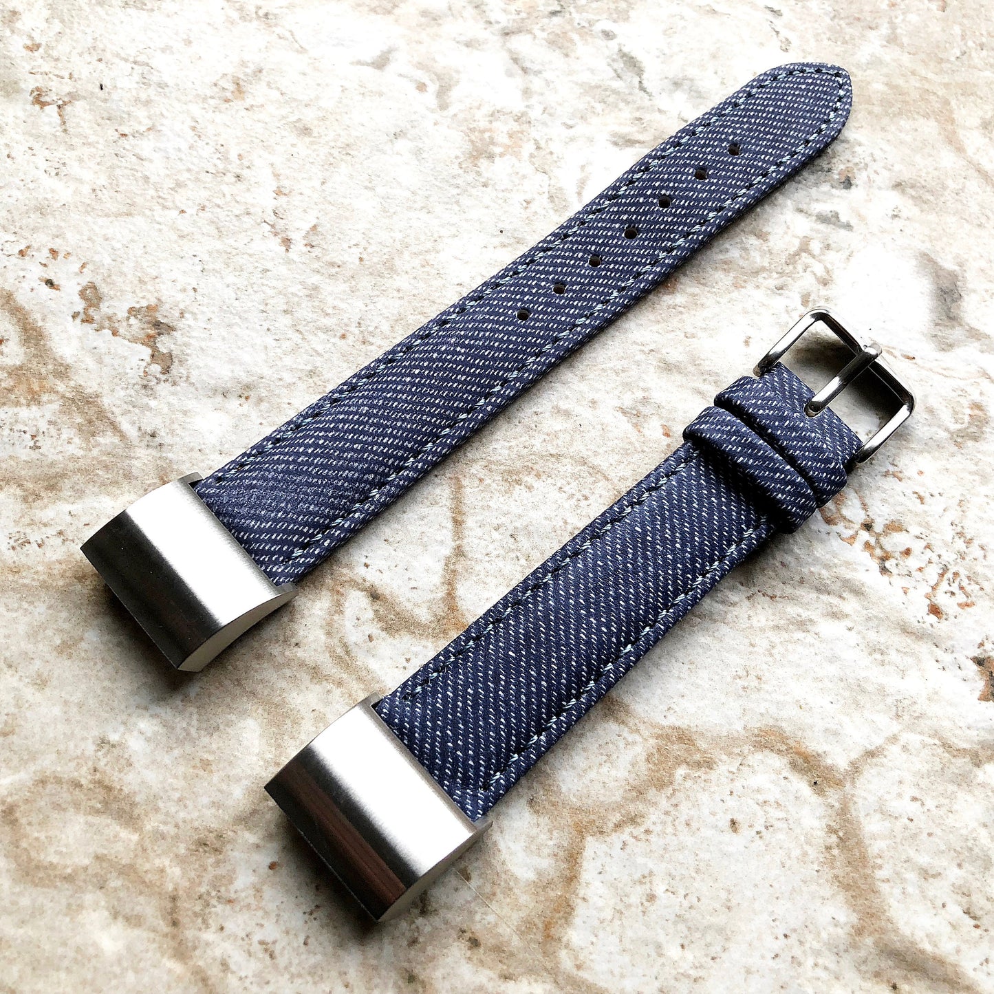 Fitbit Charge 2 JDB-CH2 Soft Leather Jeans Band Strap Compatible with Fitness Tracker Replacement Wristband Bracelet Adapters Quick Release