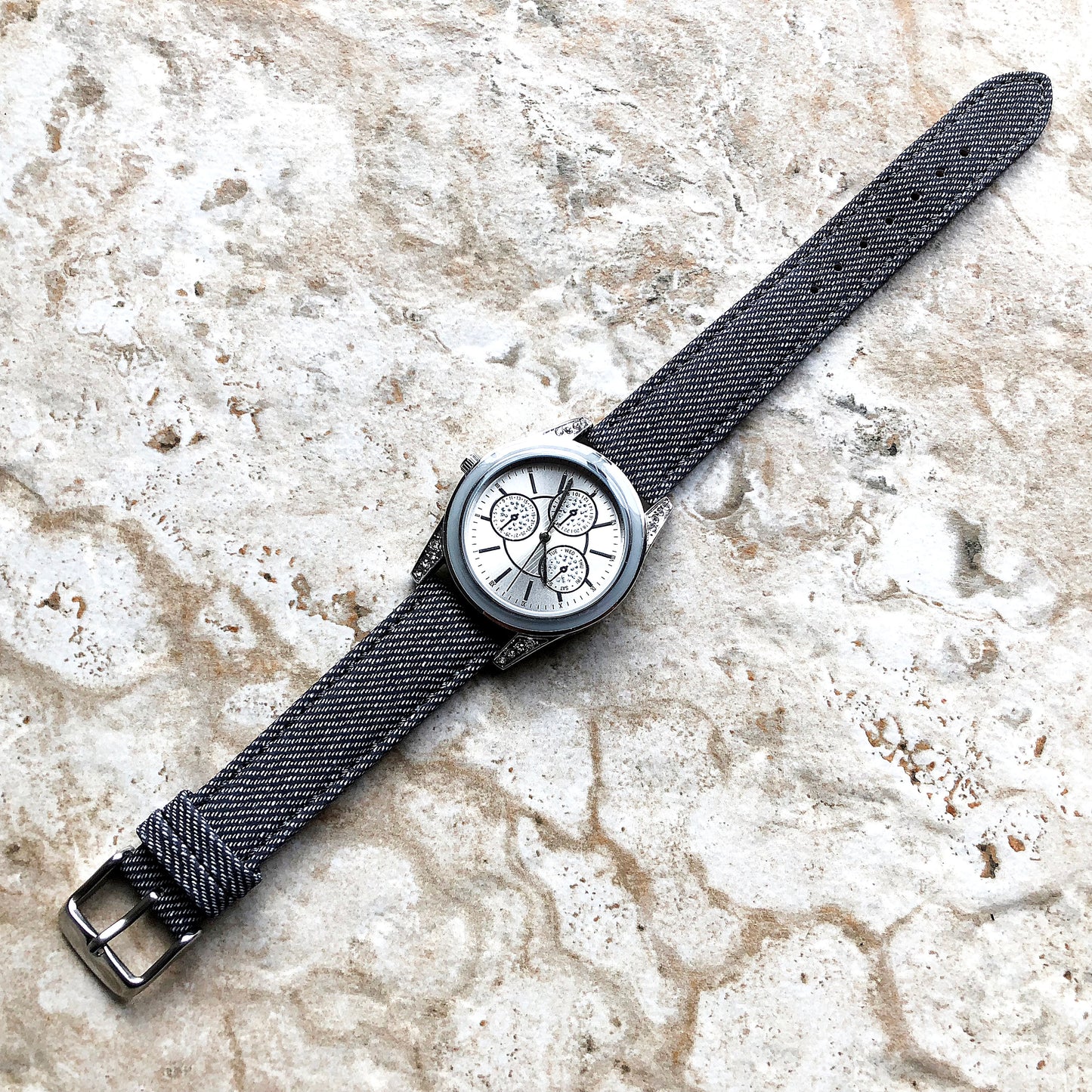 18mm Width Jeans JD Soft Leather Watch Strap Band Stitched for Wrist Hand Watches - Quick Release Pins Included Easy and Ready to Attach