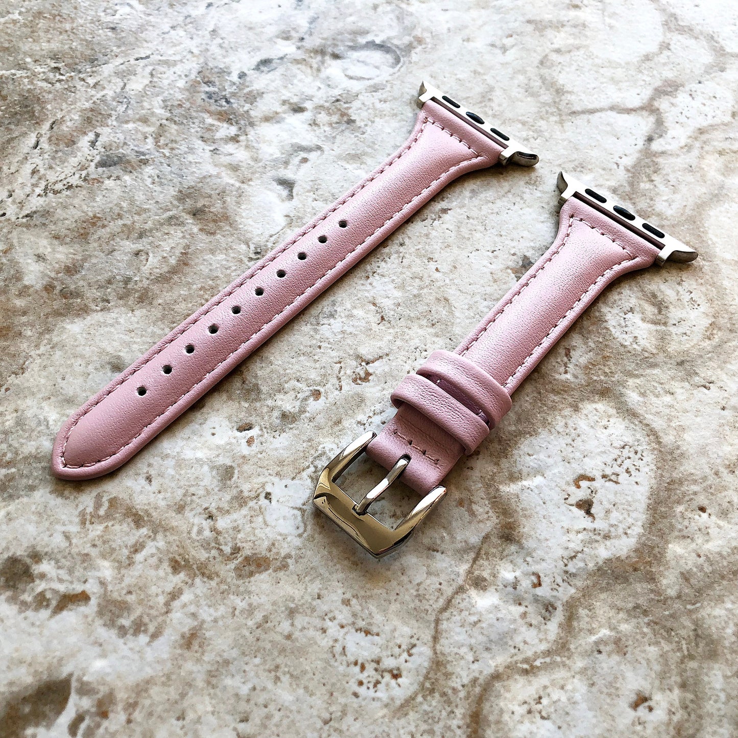 Apple Pink Color Slim Elegant Soft Leather Band Straps Bracelet for iWatch All Series 38mm 40mm 41mm 42mm 44mm 45mm 49mm Case