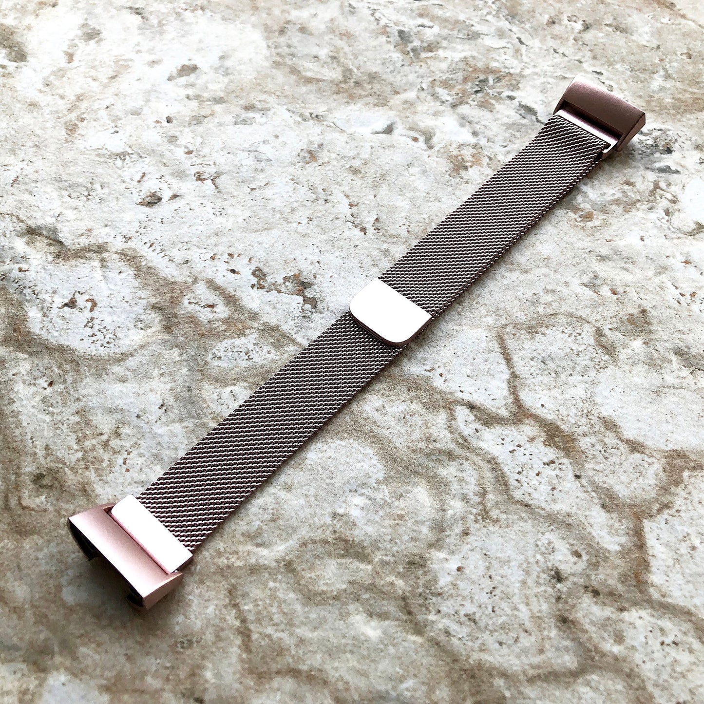 Fitbit Charge 4 3 2 Pink Rose Gold Color Modern Bracelet for Fitness Tracker Stainless Steel Adjustable Milanese Band Strap Magnetic Closure