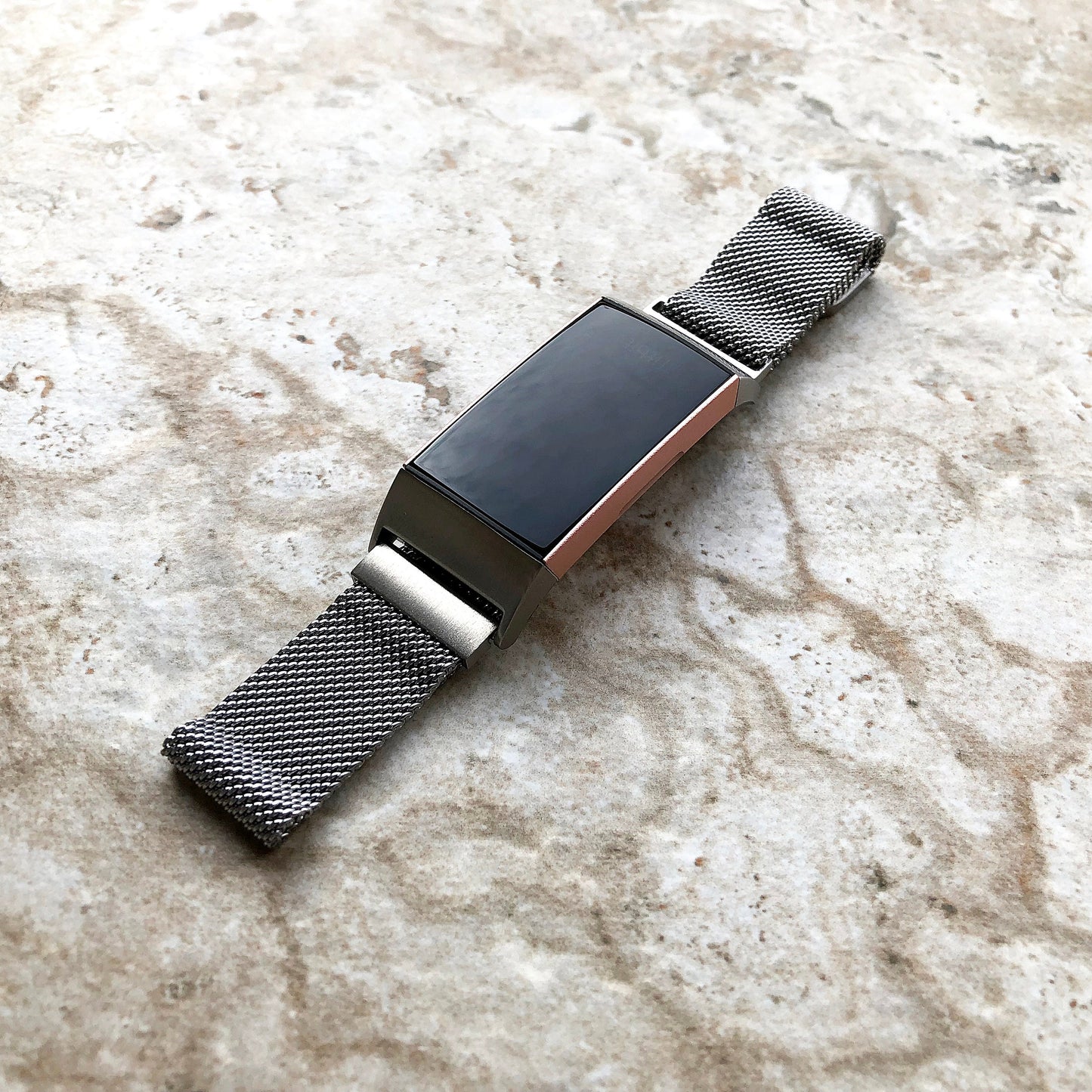 Fitbit Charge 6 5 4 3 2 Silver Color Modern Bracelet for Fitness Tracker Stainless Steel Adjustable Milanese Band Strap Magnetic Closure