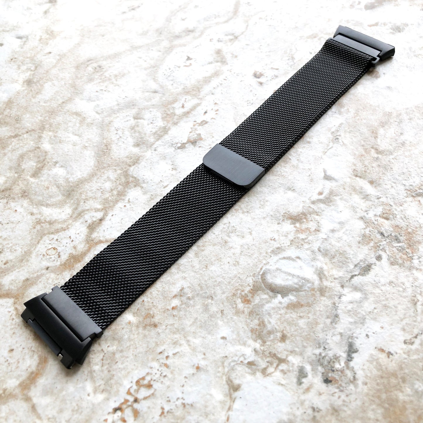 Fitbit Ionic Modern Black Stainless Steel Adjustable Milanese Loop Mesh Band Strap for Watch Band Strap with Quick Release Adapters