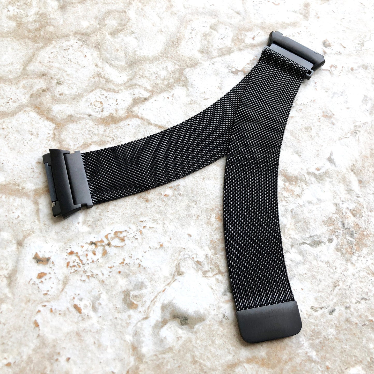 Fitbit Ionic Modern Black Stainless Steel Adjustable Milanese Loop Mesh Band Strap for Watch Band Strap with Quick Release Adapters