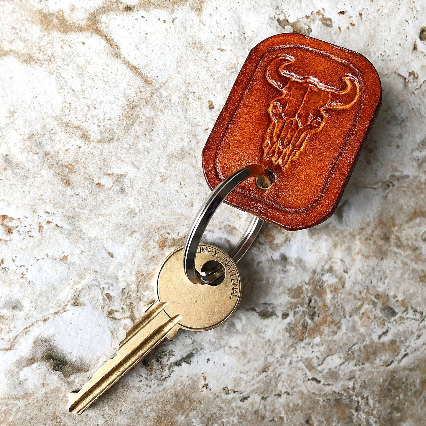 Limited Handmade Series Key Chains Real Thick Leather Keyfob Keyring Keyholder Tooled Embossed Engraved Nice Small Inexpensive Gift Idea