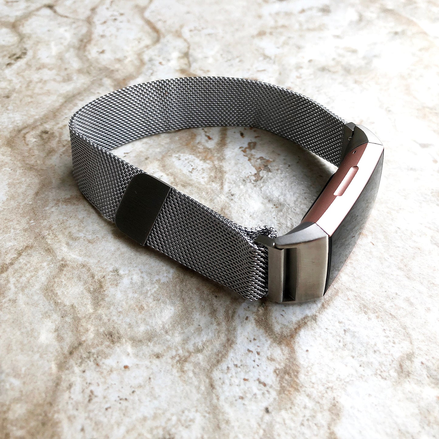 Fitbit Charge 6 5 4 3 2 Silver Color Modern Bracelet for Fitness Tracker Stainless Steel Adjustable Milanese Band Strap Magnetic Closure