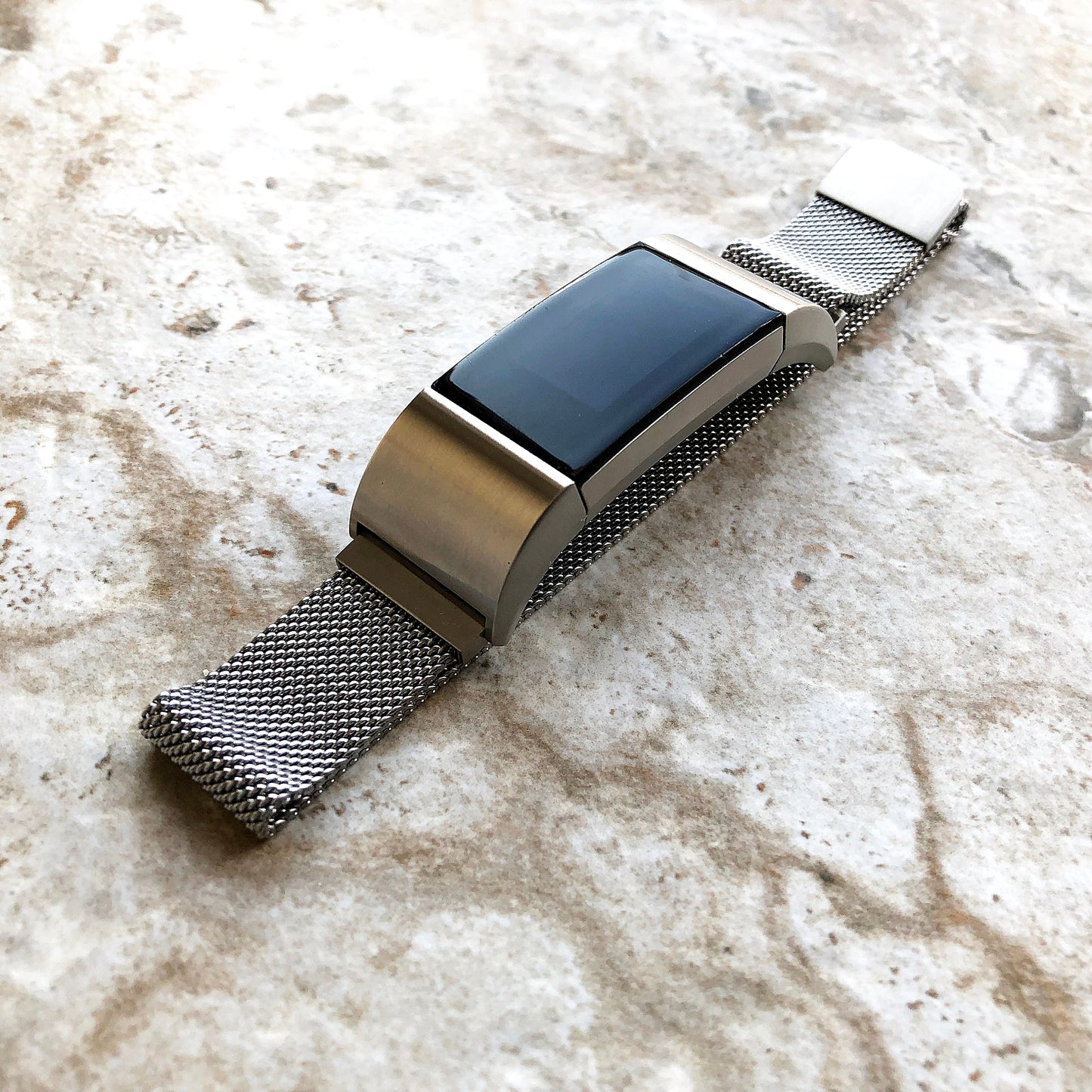 Fitbit Charge 2 3 4 5 6 Silver Color Bracelet Compatible for Fitness Tracker Stainless Steel Adjustable Milanese Band Strap Magnetic Closure
