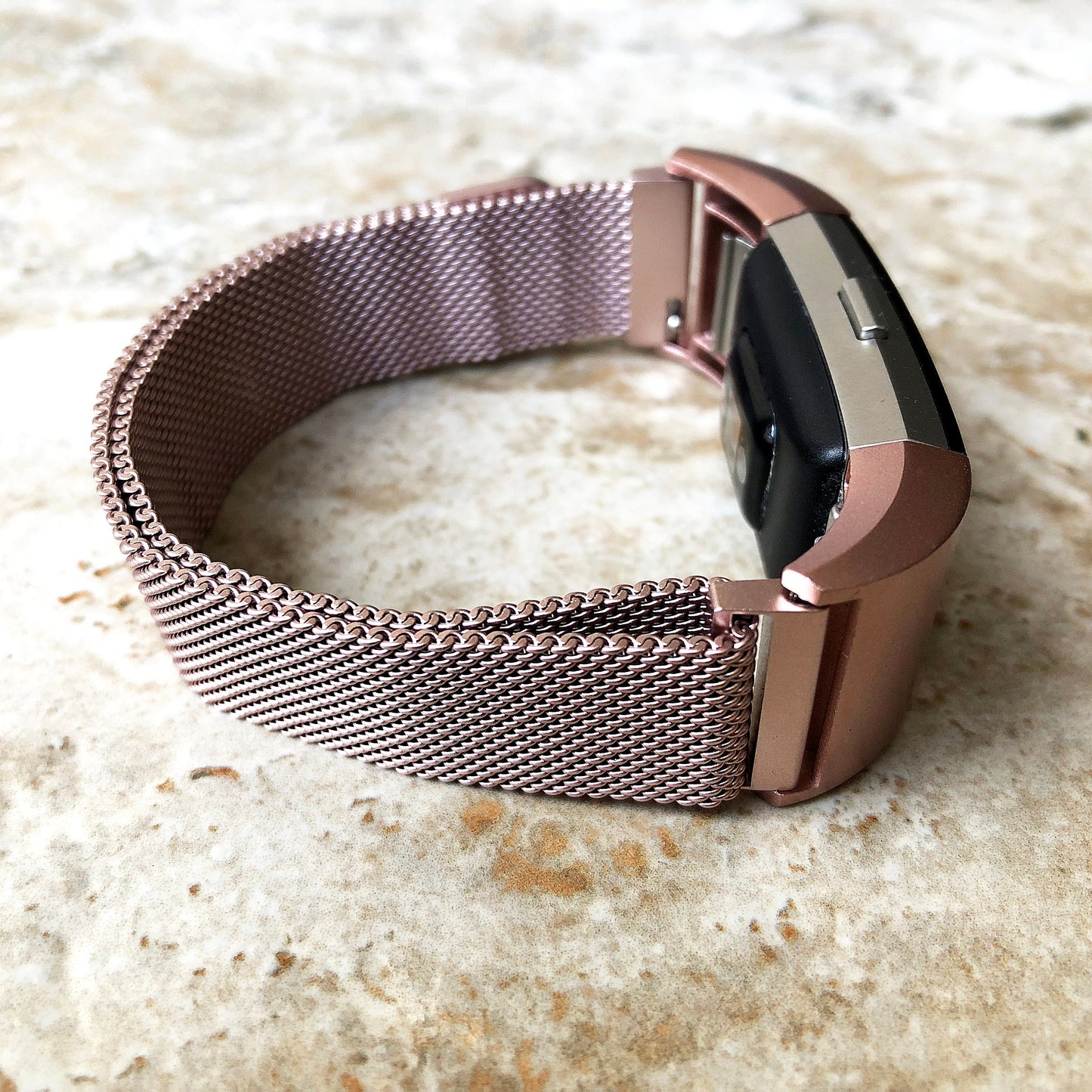 Fitbit Charge 2 3 4 Pink Rose Gold Color Compatible with Fitness Tracker Stainless Steel Adjustable Milanese Band Strap Magnetic Closure