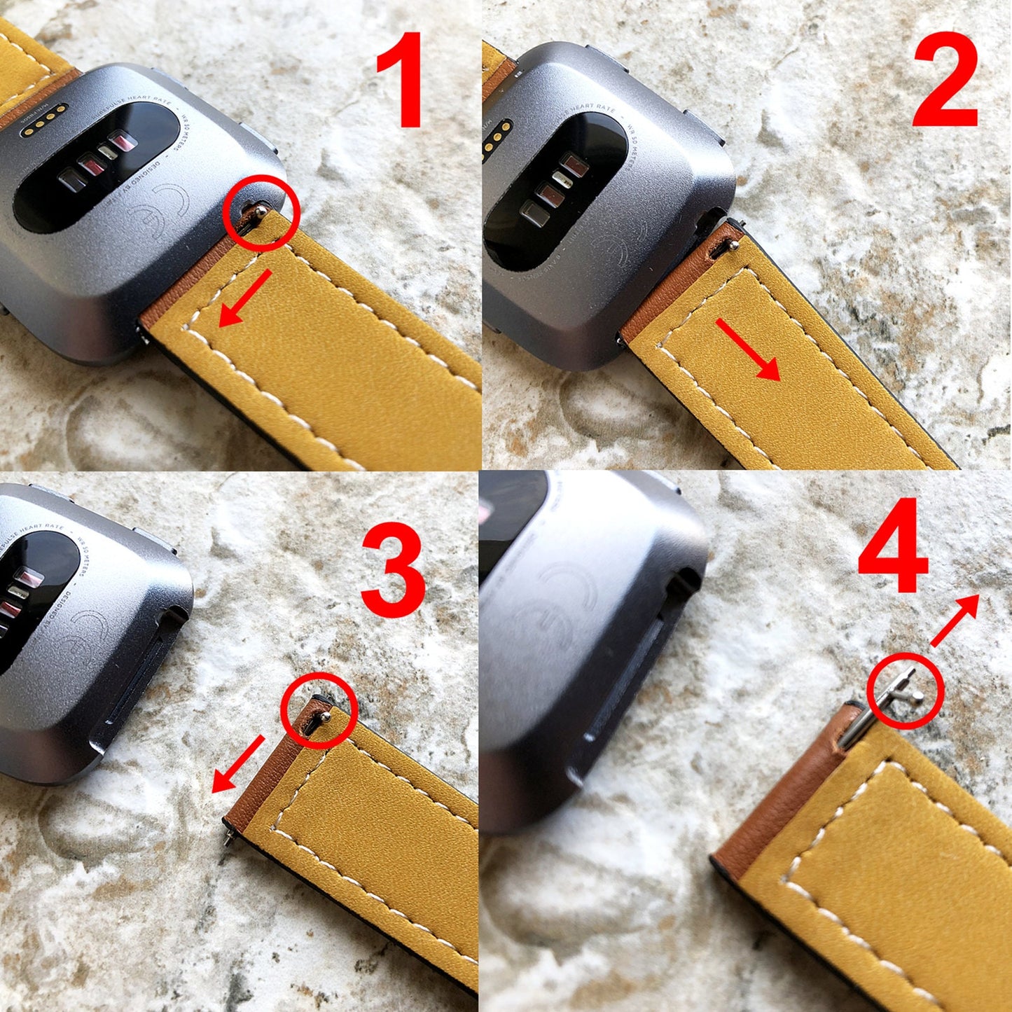 Versa 2 8pcs Set Quick Release Pins Compatible with Fitbit Smartwatch Lever Spring Bars 23mm Stainless Steel Watch Band Parts Diameter 1.5mm