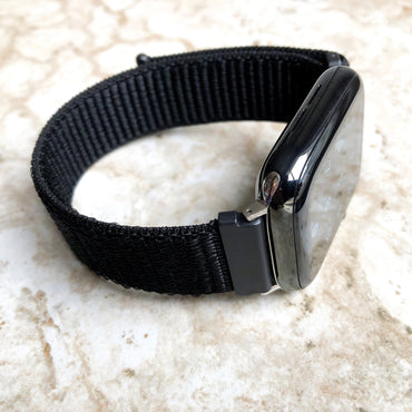 Apple Black Band Loop and Hook for iWatch Ultra 2 49mm and 9 8 Series 41mm 45mm Case Adjustable Sports Strap Bracelet Soft Nylon Weave