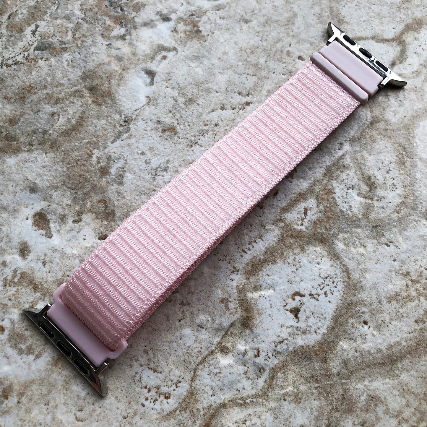 Apple Watch Pearl Pink Band Loop and Hook for iWatch All Series 38mm 40mm 41mm 42mm 44mm 45mm 49mm Sports Adjustable Strap Soft Nylon Weave