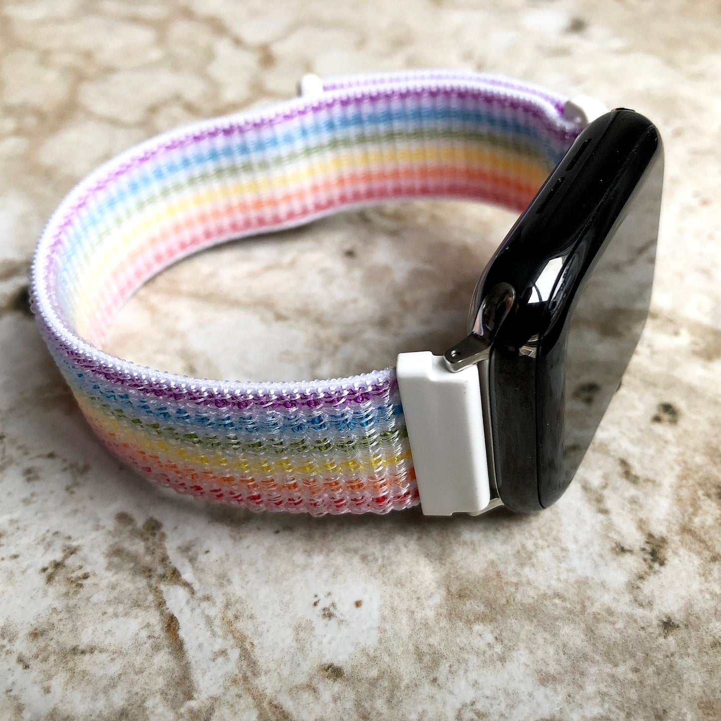 Apple Rainbow Band Loop and Hook for iWatch Ultra 2 49mm and 9 8 Series 41mm 45mm Case Adjustable Sports Strap Soft Nylon Weave Bracelet