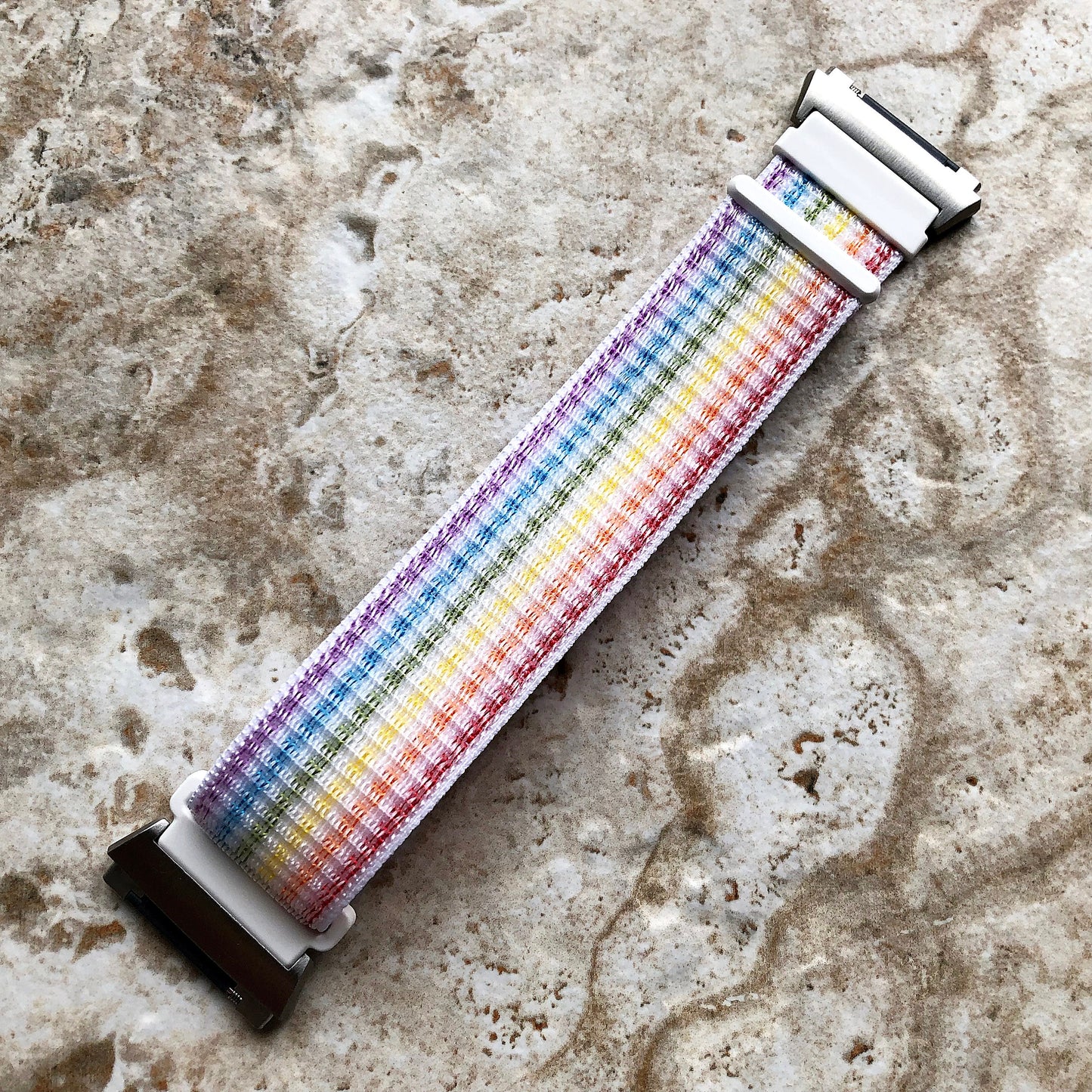 Fitbit Ionic Rainbow Sports Loop n Hook Band Strap for Watch Band Strap Adjustable with Quick Release Adapters Silver Rose Gold Black