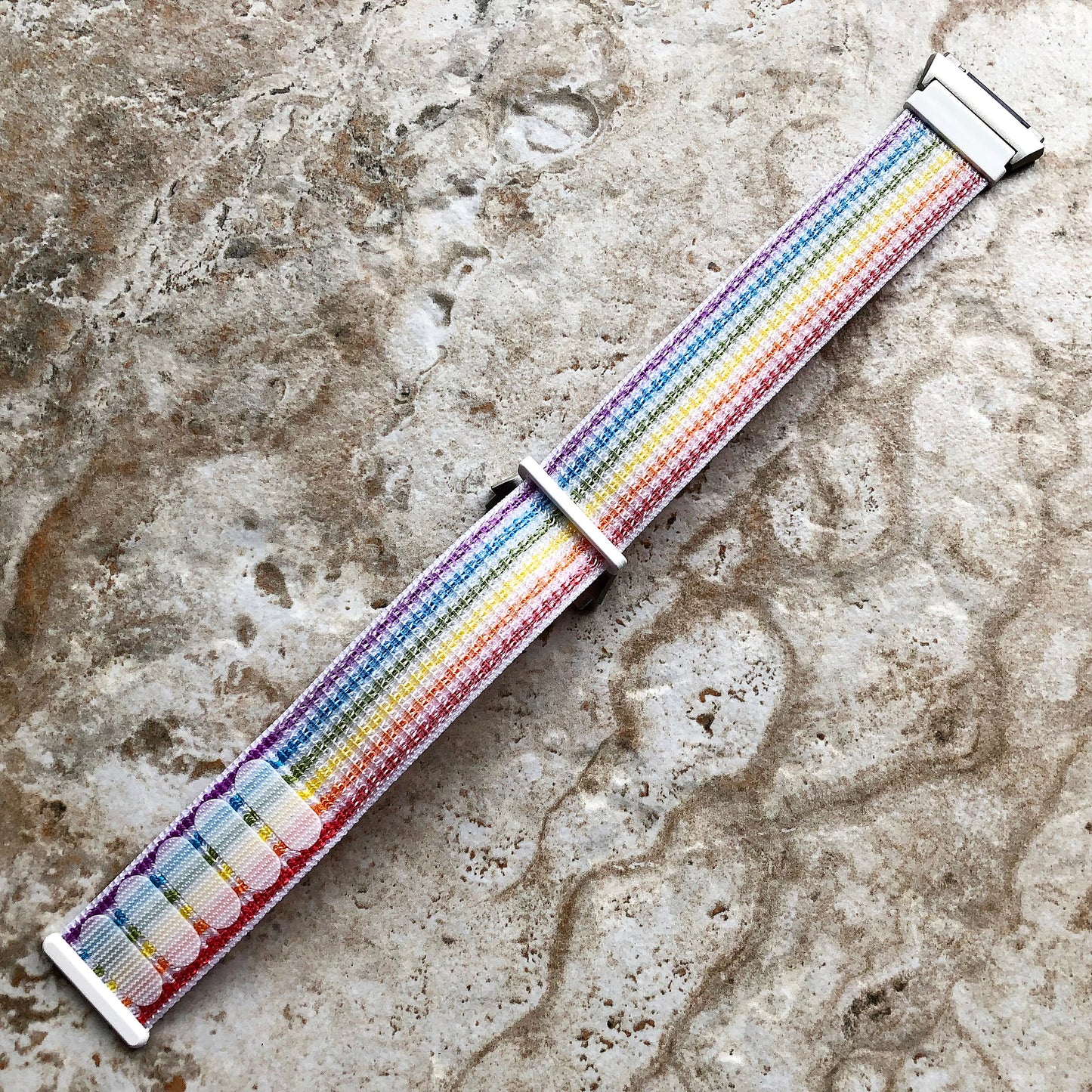 Fitbit Ionic Rainbow Sports Loop n Hook Band Strap for Watch Band Strap Adjustable with Quick Release Adapters Silver Rose Gold Black