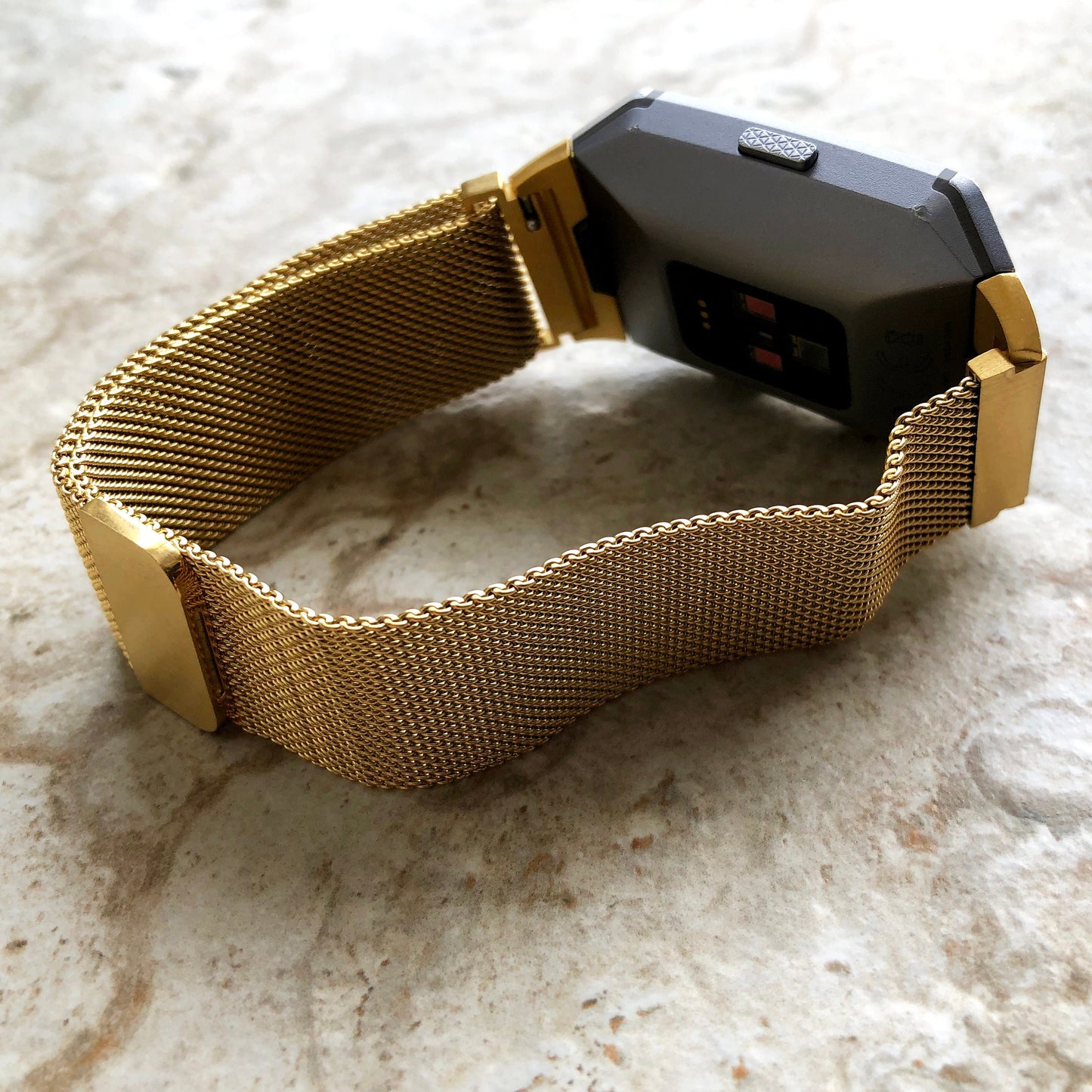 Fitbit Ionic Modern Gold Color Stainless Steel Adjustable Milanese Loop Mesh Band Strap for Watch Band Strap with Quick Release Adapters