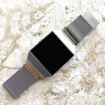 Fitbit Ionic Modern Silver Color Stainless Steel Adjustable Milanese Loop Mesh Band Strap for Watch Band Strap with Quick Release Adapters
