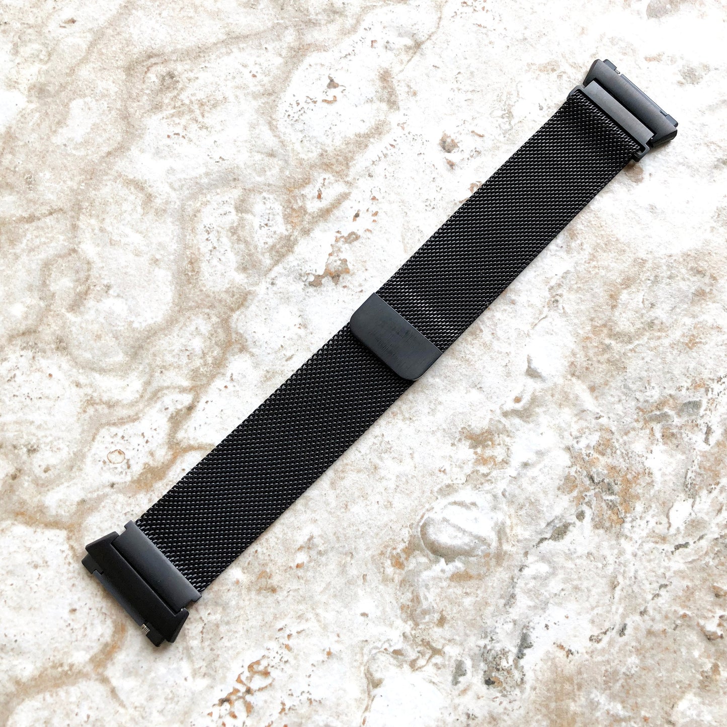 Fitbit Ionic Modern Black Stainless Steel Adjustable Milanese Loop Mesh Band Strap for Watch Band Strap with Quick Release Adapters