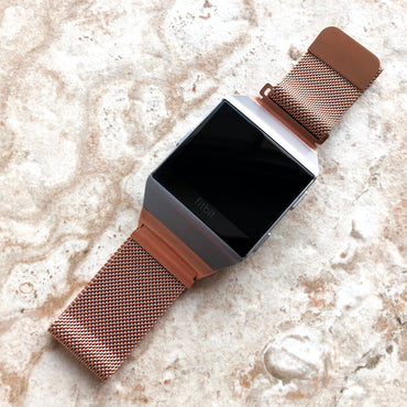 Fitbit Ionic Modern Rose Gold Color Stainless Steel Adjustable Milanese Loop Mesh Band Strap for Watch Band Strap w Quick Release Adapters