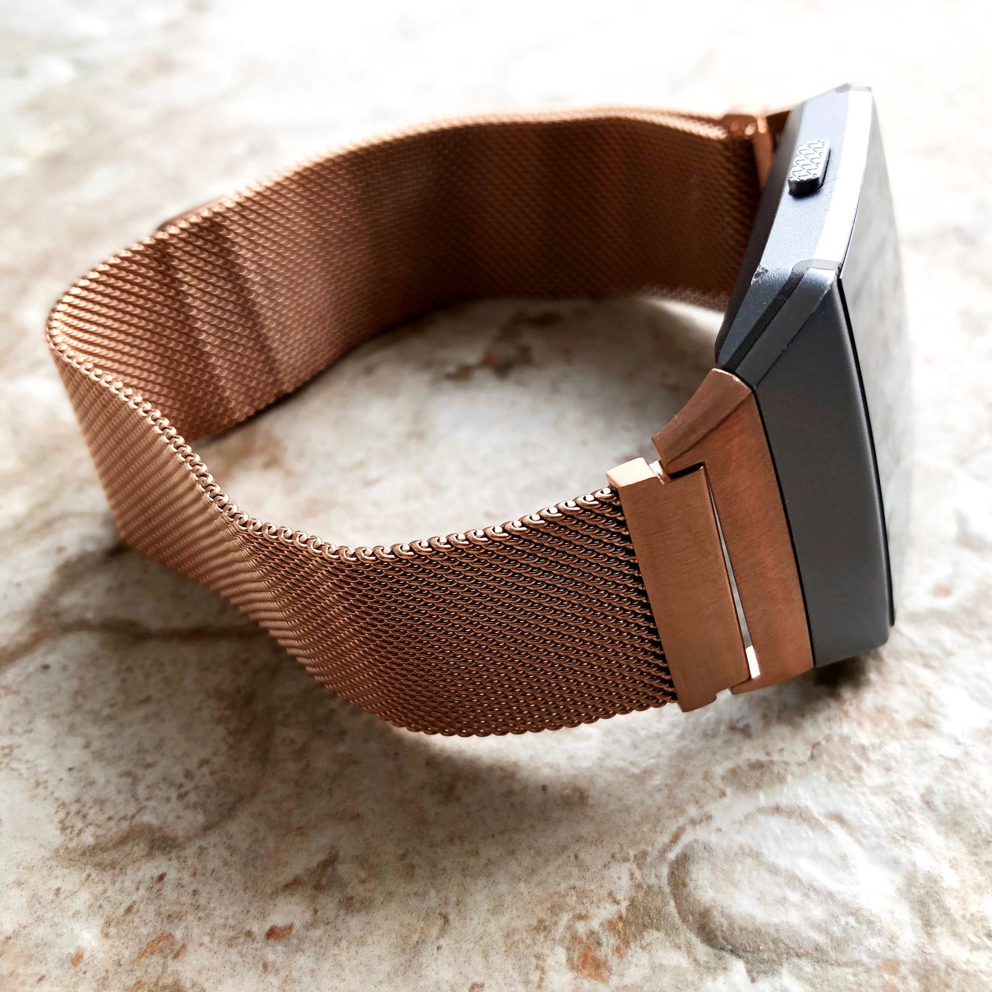 Fitbit Ionic Modern Rose Gold Color Stainless Steel Adjustable Milanese Loop Mesh Band Strap for Watch Band Strap w Quick Release Adapters