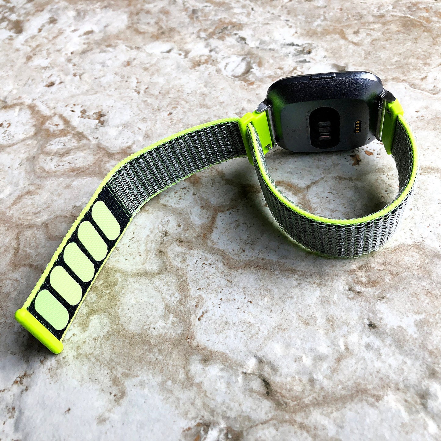 Fitbit Versa 2 3 4 Sense 2 Sports Band Flash Loop and Hook Strap Watch Bands Straps Adjustable with Quick Adapters Silver Rose Gold Black