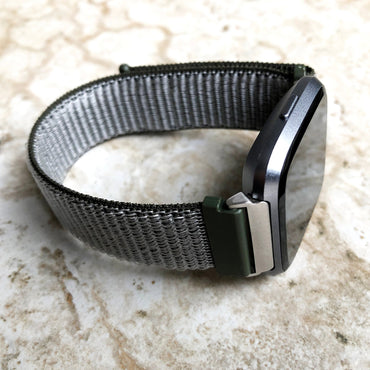 Fitbit Versa 2 3 4 Sense 2 Sports Band Green Olive Loop and Hook Strap Watch Bands Straps Adjustable Quick Adapters Silver Rose Gold Black