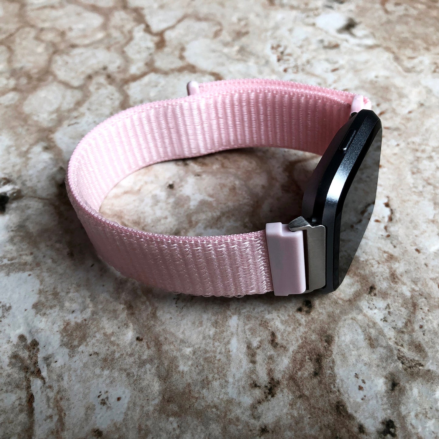 Versa 2 3 4 Sense 2 Pearl Pink Sports Loop Hook Band Strap Compatible with Fitbit Watch Adjustable and Quick Adapters Silver Rose Gold Black