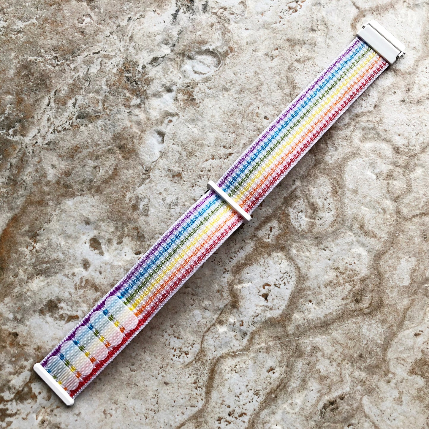 Fitbit Versa 2 3 4 Sense 2 Sports Band Rainbow Loop and Hook Strap Watch Bands Straps Adjustable with Quick Adapters Silver Rose Gold Black