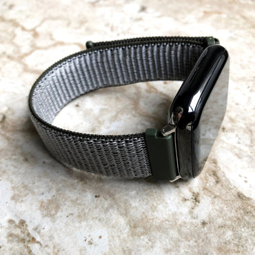 Apple Watch Green Olive Band Loop and Hook for iWatch Ultra 2 49mm and 9 8 Series 41mm 45mm Case Sports Adjustable Strap Soft Nylon Weave