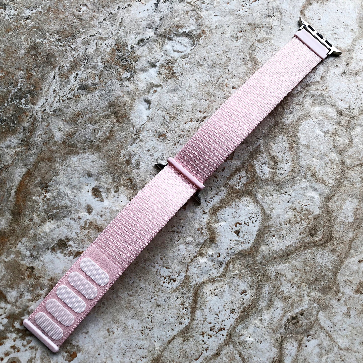 Apple Watch Pearl Pink Band Loop and Hook for iWatch All Series 38mm 40mm 41mm 42mm 44mm 45mm 49mm Sports Adjustable Strap Soft Nylon Weave