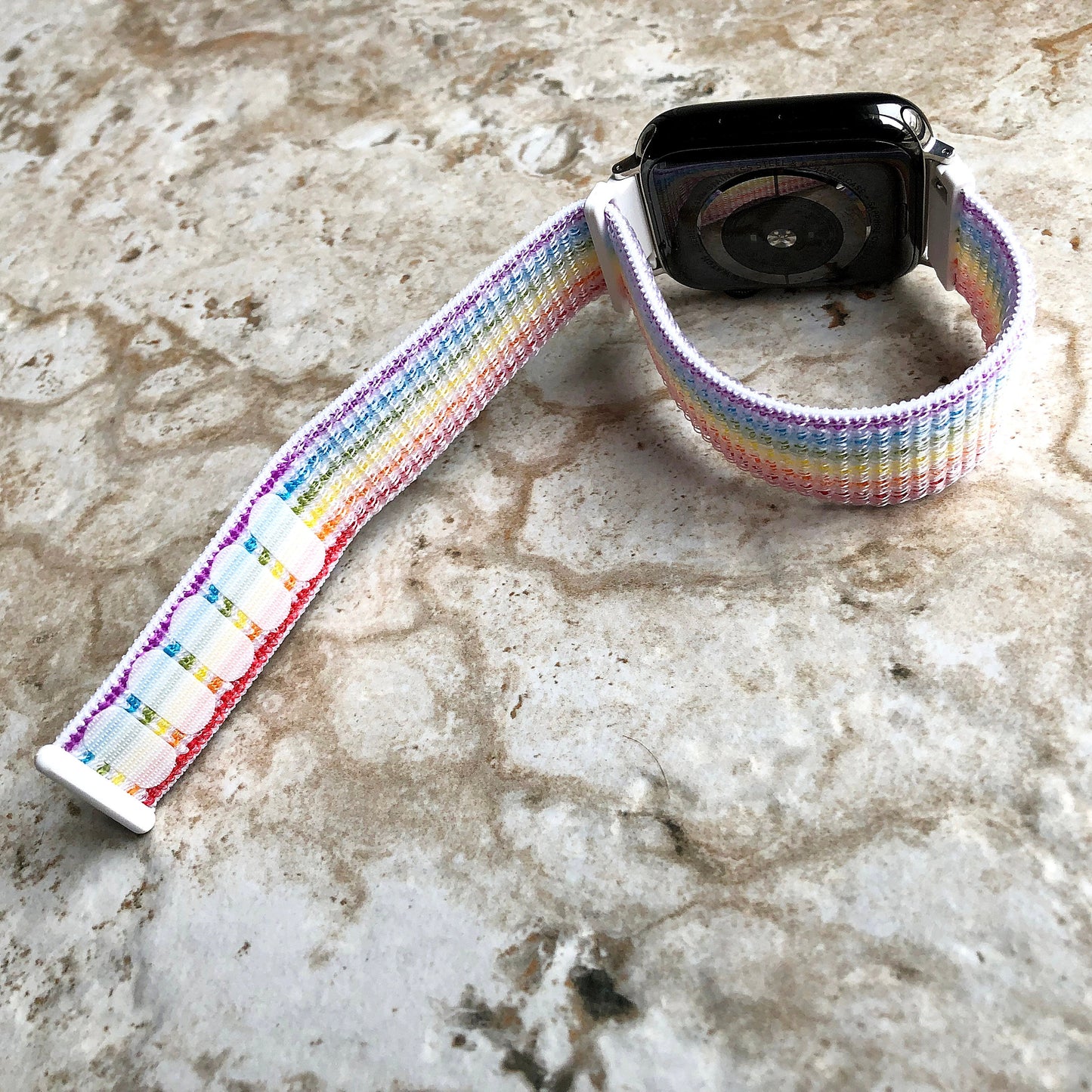 Apple Rainbow Band Loop and Hook for iWatch Ultra 2 49mm and 9 8 Series 41mm 45mm Case Adjustable Sports Strap Soft Nylon Weave Bracelet