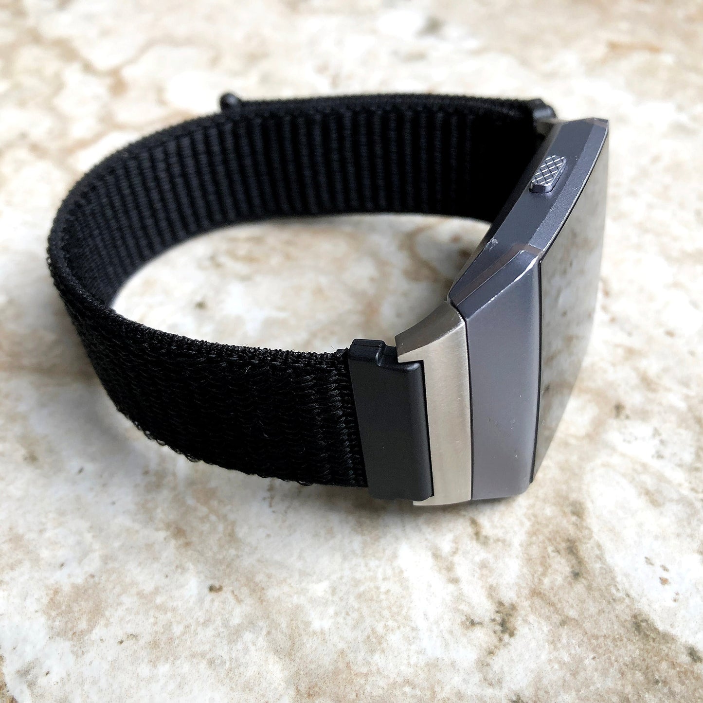 Fitbit Ionic Black Sports Loop n Hook Band Strap for Watch Band Strap Adjustable with Quick Release Adapters Silver Rose Gold Black