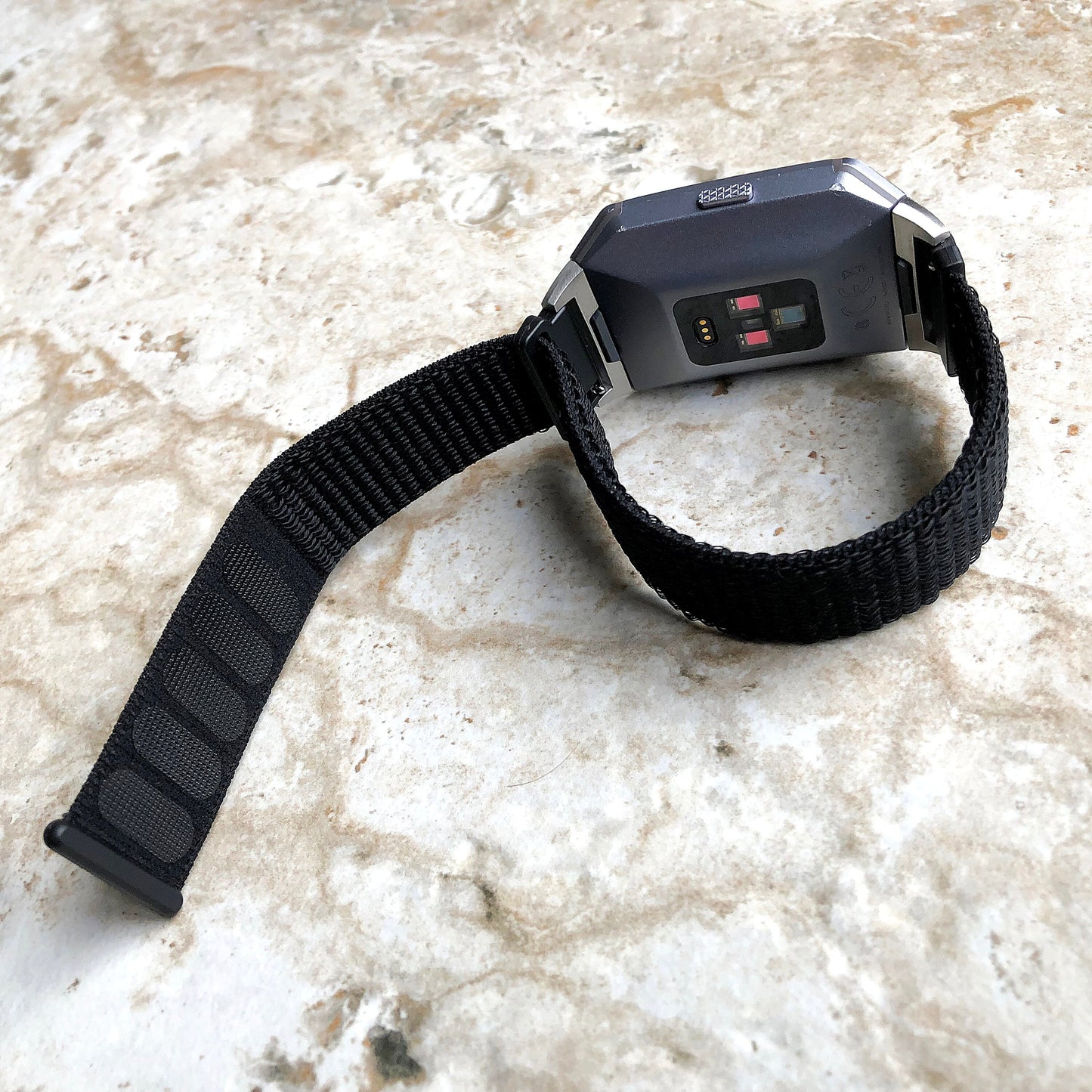 Fitbit Ionic Black Sports Loop n Hook Band Strap for Watch Band Strap Adjustable with Quick Release Adapters Silver Rose Gold Black