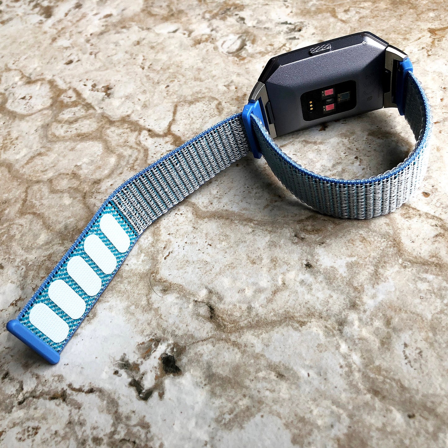 Fitbit Ionic Light Blue Sports Loop n Hook Band Strap for Watch Band Strap Adjustable with Quick Release Adapters Silver Rose Gold Black
