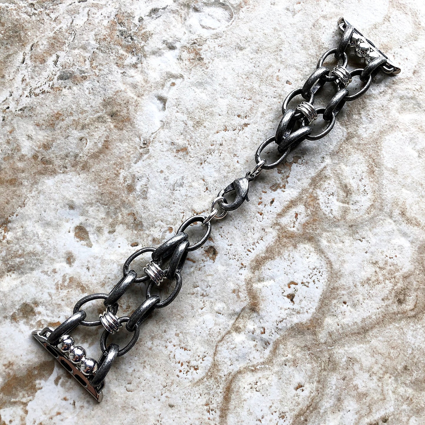 Apple Antique Silver Color Bracelet Chain Link for Watch Ultra 2 9 8 7 SE 6 5 4 3 2 1 Series 38mm 40 41 42mm 44mm 45mm 49mm Watch Band Strap