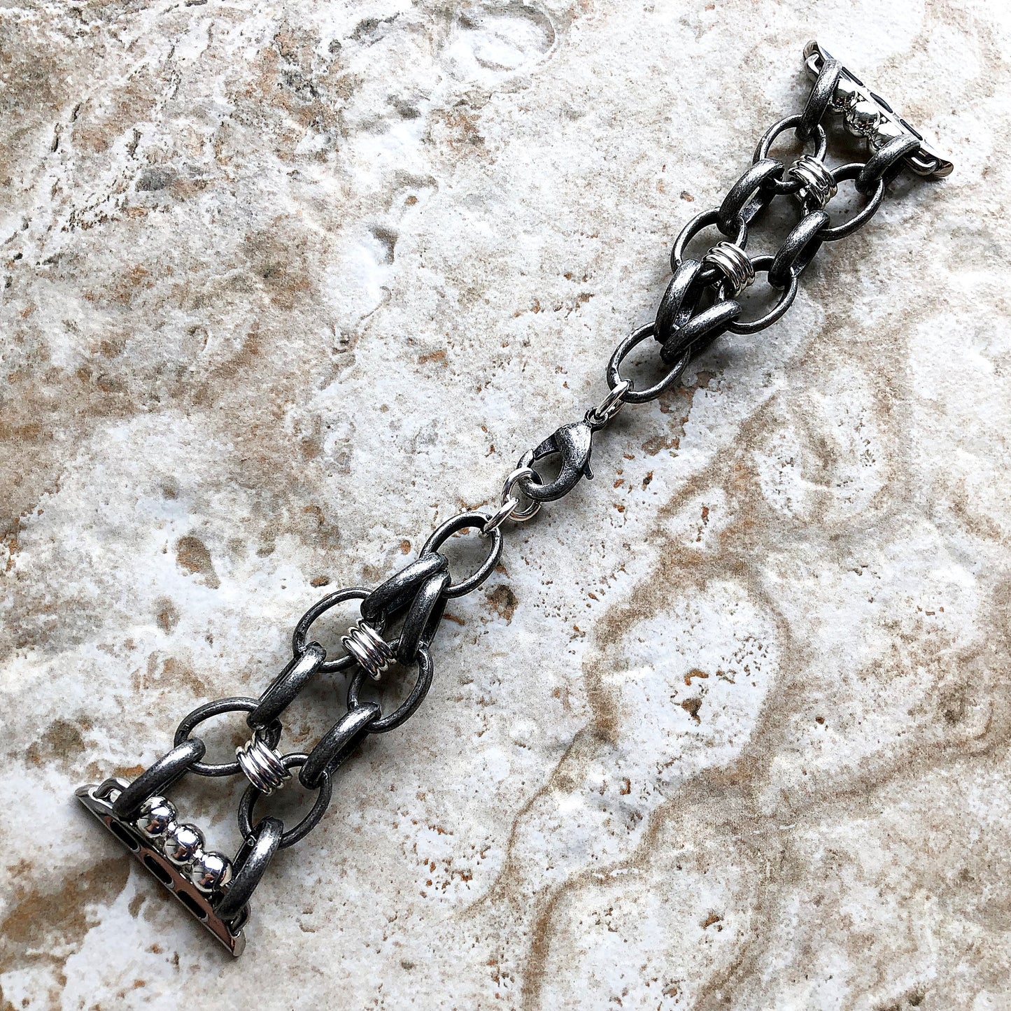 Apple Antique Silver Color Bracelet Chain Links for Watch Ultra 2 49mm and 9 8 Series 41mm 45mm Case Handmade Band Strap Fashion Jewelry