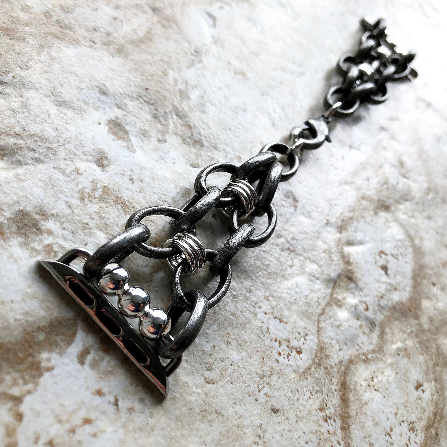 Apple Antique Silver Color Bracelet Chain Link for Watch Ultra 2 9 8 7 SE 6 5 4 3 2 1 Series 38mm 40 41 42mm 44mm 45mm 49mm Watch Band Strap