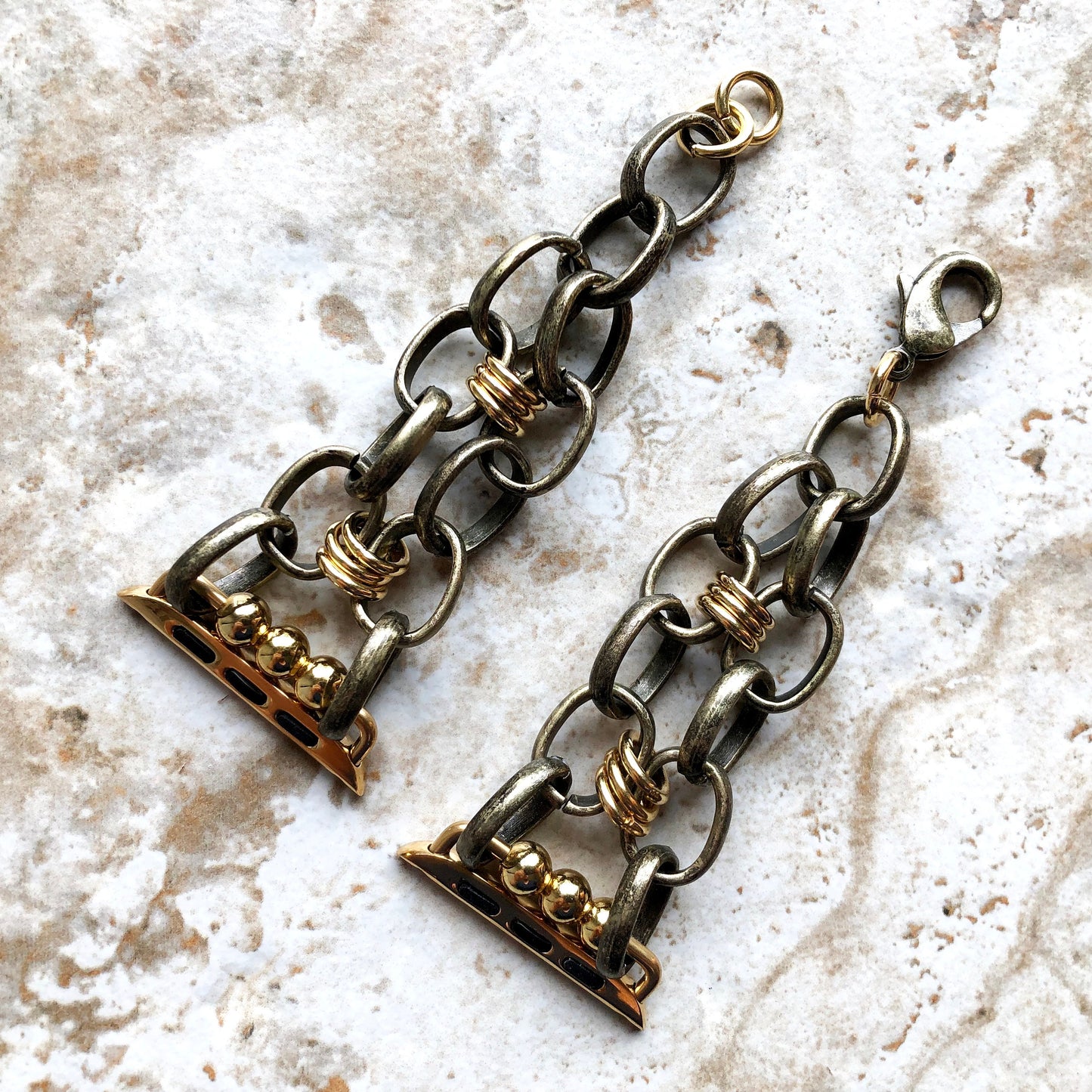 Apple Watch Ultra 2 and 9 8 Series Bracelet for iWatch 41mm 45mm 49mm Case Antique Gold Color Chain Link Band Handmade Fashion Jewelry Strap