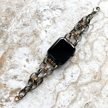 Apple Watch Ultra 2 9 8 7 SE 6 5 4 3 2 1 Bracelet for iWatch 38mm 40mm 41mm 42mm 44mm 45mm 49mm Antique Gold Color Chain Link Band Handmade