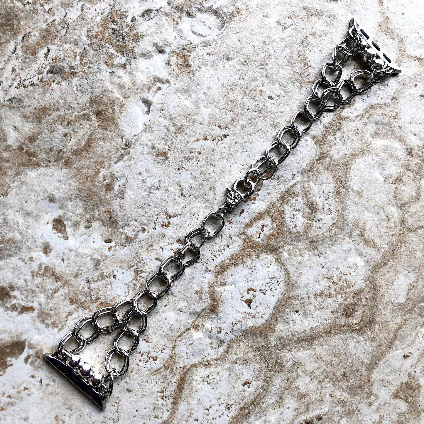Apple Double Links Silver Color Bracelet Chain for iWatch Ultra 2 49mm and 9 8 Series 41mm 45mm Case Strap Band Handmade Jewelry