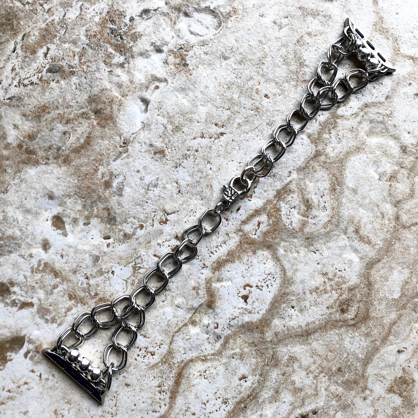 Apple Double Links Silver Color Bracelet Chain for iWatch 38mm 40mm 41mm 42mm 44mm 45mm 49mm All Series Strap Band Handmade Jewelry