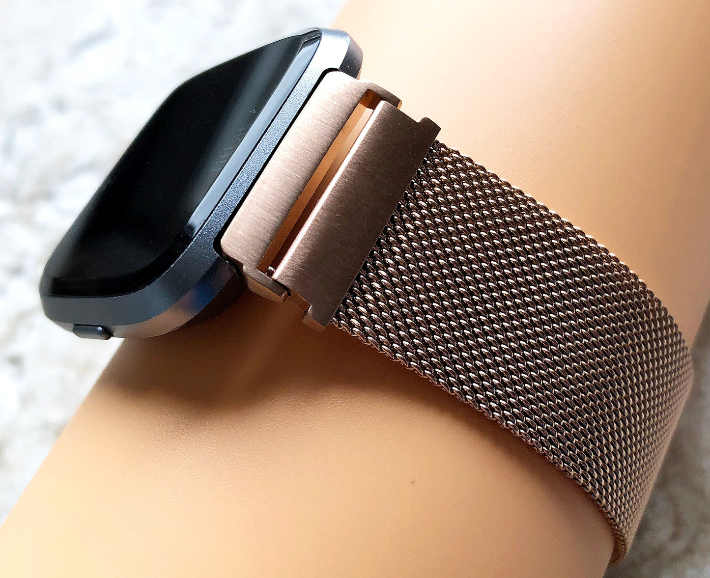 Fitbit Watch Rose Gold Color Band Set Crystal Bezel Bling Case Cover for Versa 2 3 4 Sense 1 2 Smartwatches Milanese Strap Protective Frame