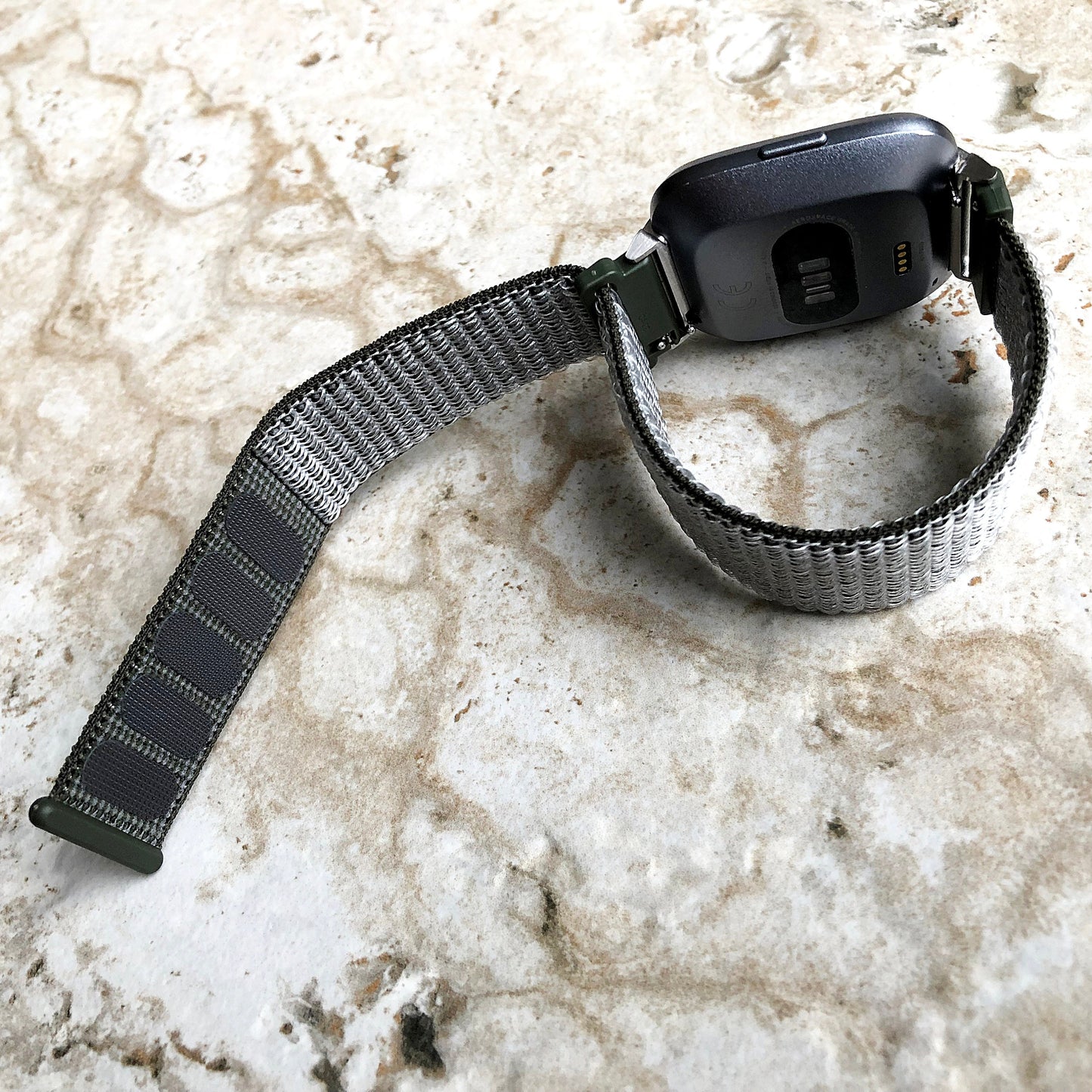 Fitbit Versa 2 3 4 Sense 2 Sports Band Green Olive Loop and Hook Strap Watch Bands Straps Adjustable Quick Adapters Silver Rose Gold Black