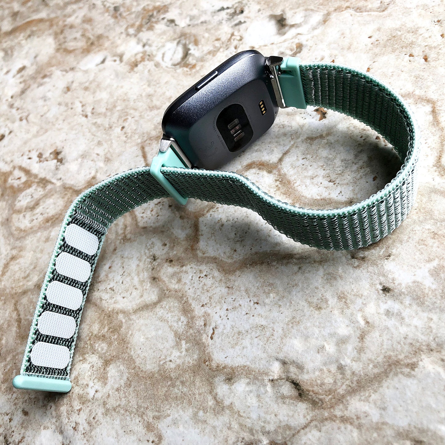 Fitbit Versa 2 3 4 Sense 2 Sports Band Marine Green Loop and Hook Strap Watch Bands Straps Adjustable Quick Adapters Silver Rose Gold Black
